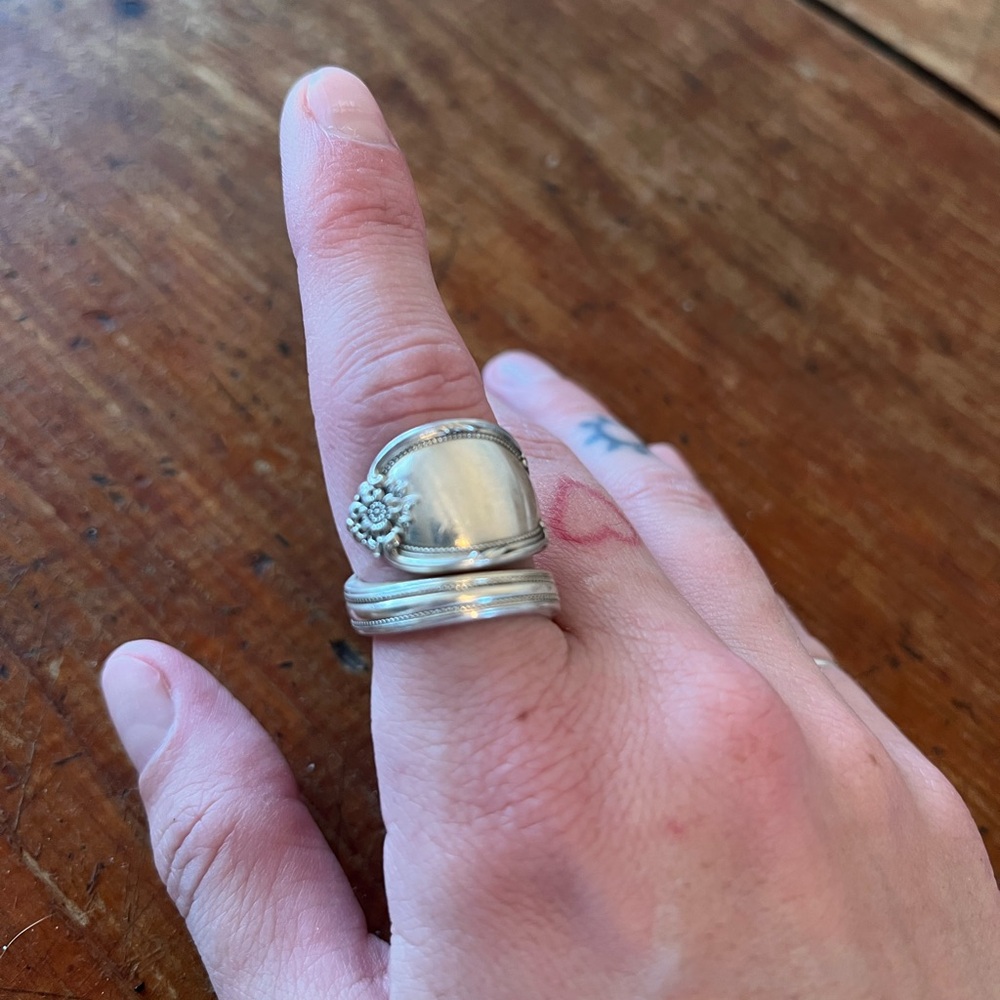 Silver Spoon Ring With Flower - image 3